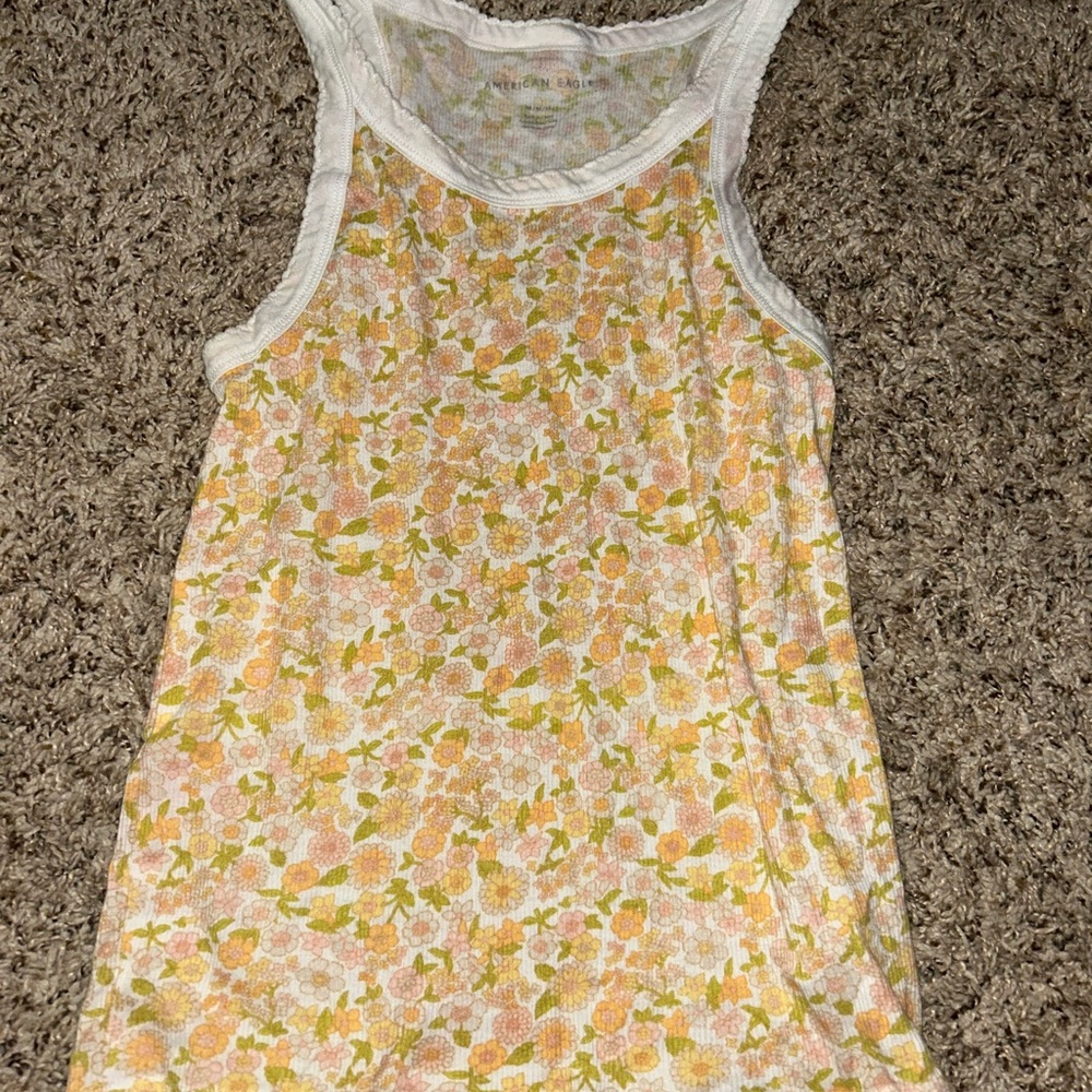 American Eagle Outfitters Floral Tank Top - Yellow and Pink